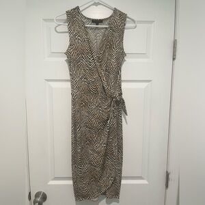 Banana Republic Tie-Knot Wrap Dress Black Multi Animal Print